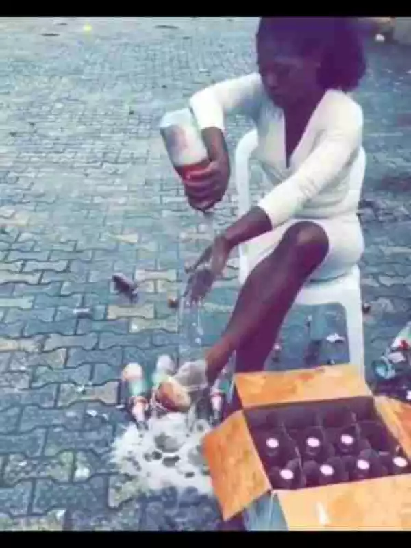 Slay Queen Pops 100 Bottles Of Andre Wine On Her Body After Graduation (Photos, Video)